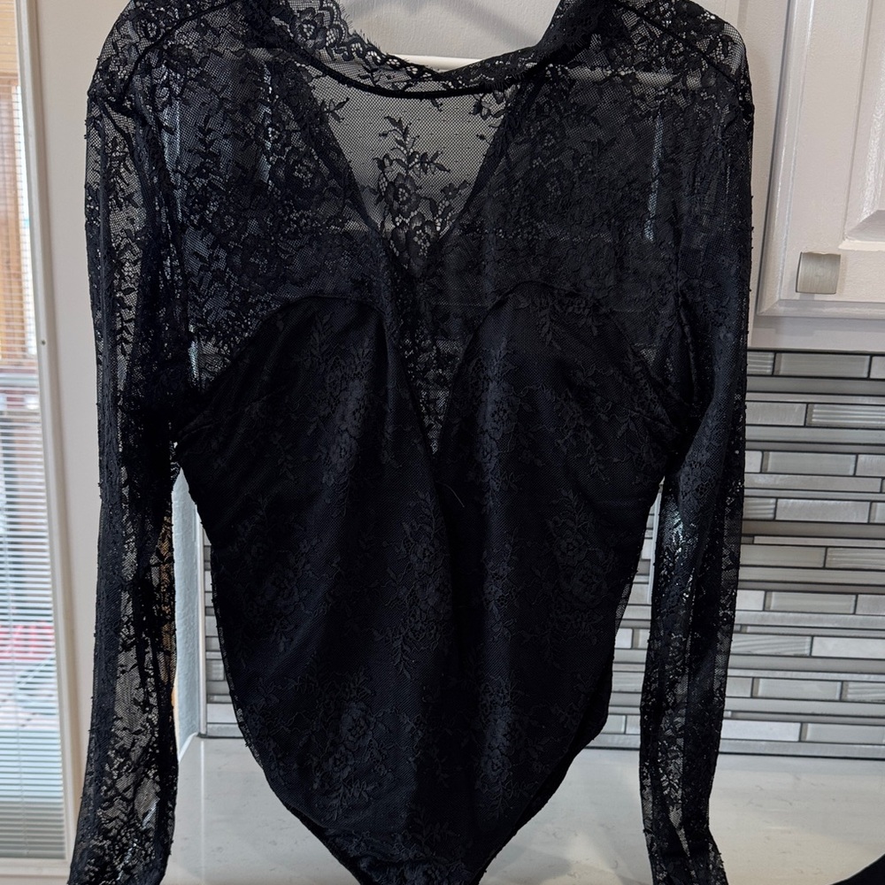 Elegant Black Lace Bodysuit